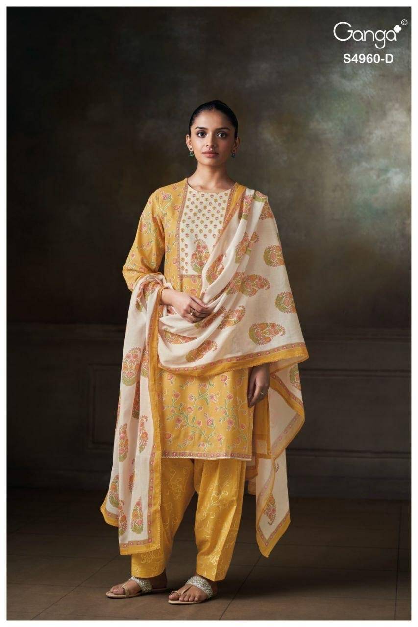 TERSIA 4960 By GANGA 4960a TO 4960d series Beautiful Festive Suits Stylish Colorful Fancy Casual Wear PREMIUM COTTON PRINTED Dresses At Wholesale Price